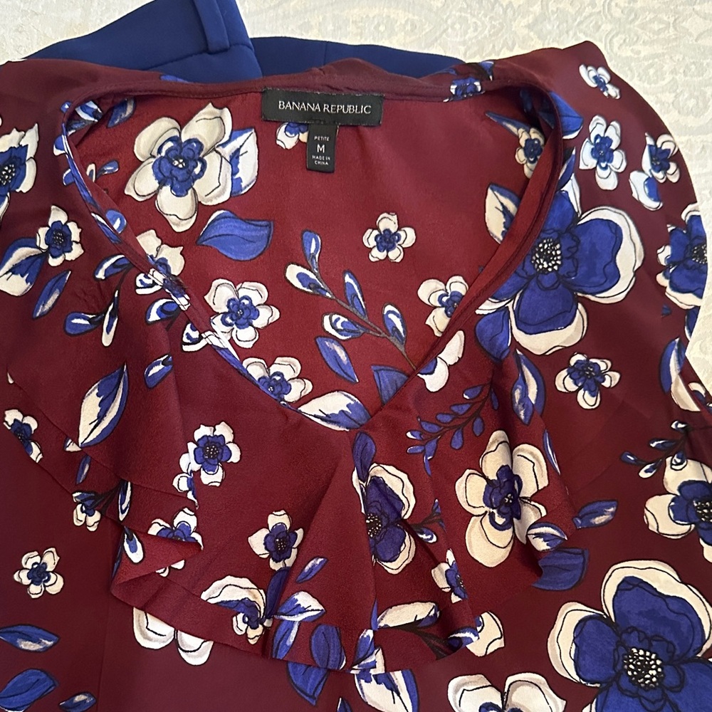 Banana Republic Burgundy Floral Top
